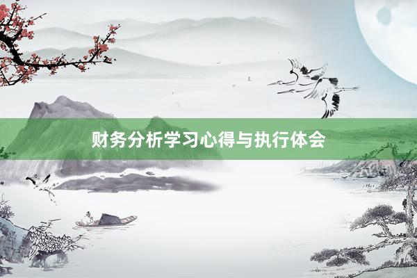 财务分析学习心得与执行体会