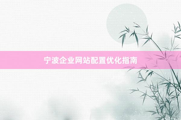 宁波企业网站配置优化指南